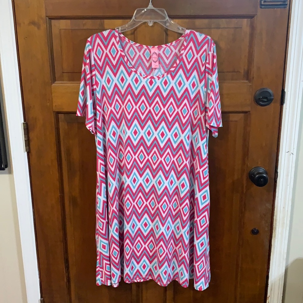 Pink and Blue Diamond Pattern Dress